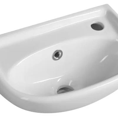 Aqualine Small - roku mazgāšanas izlietne 39x25 cm, ar pārplūdi, jaucējkrāna caurums labajā pusē, balta 4000