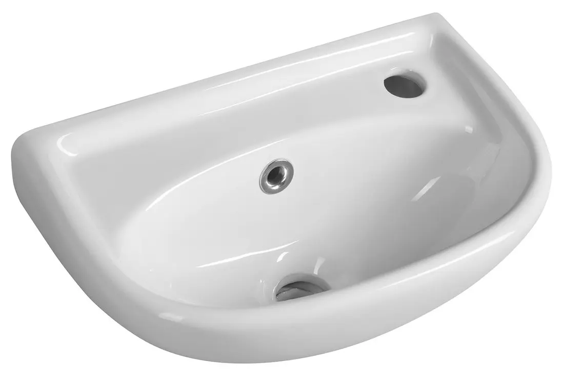 Aqualine Small - roku mazgāšanas izlietne 39x25 cm, ar pārplūdi, jaucējkrāna caurums labajā pusē, balta 4000