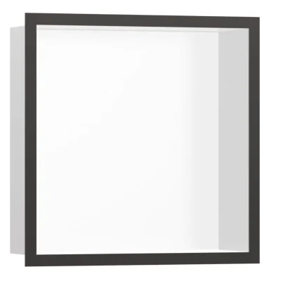 Hansgrohe XtraStoris Individual - sienas niša ar dizaina rāmi, 30x15x10 cm, balts matēts/hroms melns birstēts 56099340