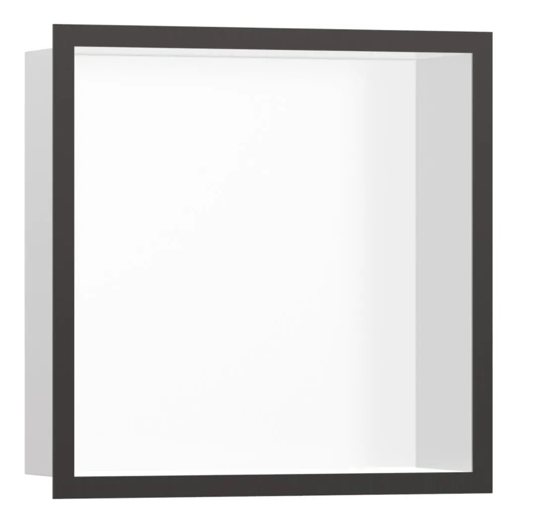 Hansgrohe XtraStoris Individual - sienas niša ar dizaina rāmi, 30x15x10 cm, balts matēts/hroms melns birstēts 56099340
