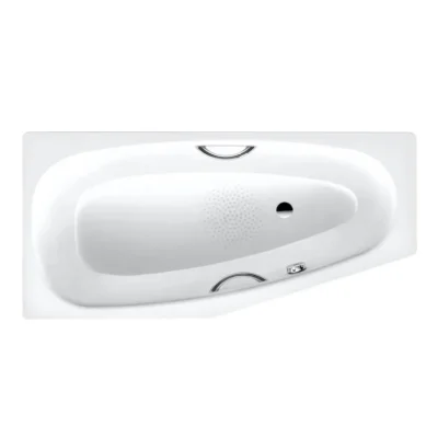 Kaldewei Advantage - Asimetriska vanna Mini Star labā 835, 157x70/48 cm, ar rokturu caurumiem, neslīdoša, pērļu efekts, balta 224530003001