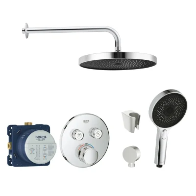 Grohe/Kielle - dušas komplekts ar termostatu un zemapmetuma montāžas korpusu, hroms SANI21GKK000