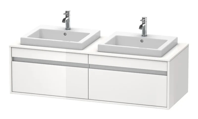 Duravit Ketho - izlietnes skapītis 43x140x55 cm, 2 atvilktnes, balts spīdīgs KT6797B2222