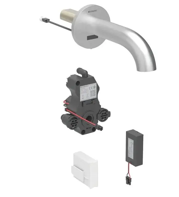 Geberit Piave - elektronisks zemapmetuma izlietnes vārsts, bateriju darbība, easy to clean, birstēts nerūsējošais tērauds 116.263.SN.1