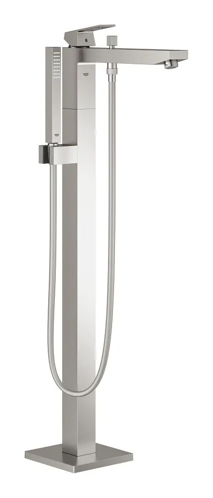 Grohe Eurocube - vannas maisītājs grīdas montāžai, ar piederumiem, Supersteel 23672DC1