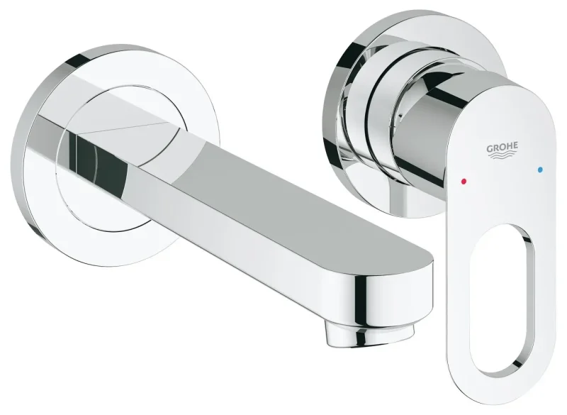Grohe BauLoop - zemapmetuma izlietnes maisītājs ar korpusu, 2 caurumu montāža, hroms 20289000