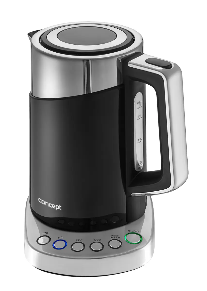 Concept - ūdenssildītājs, tilpums 1,7 l, ar temperatūras regulēšanu, 2200 W, melns rk3171