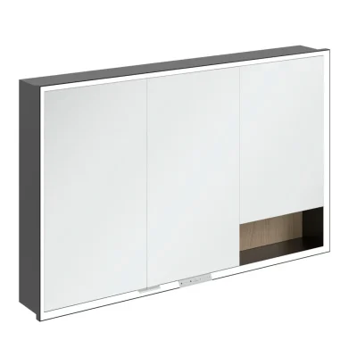 Villeroy & Boch My View+ - spoguļskapītis ar LED apgaismojumu 120x75x17 cm, 3 durvis, Nordic Oak/Matēti melns B48212VJ