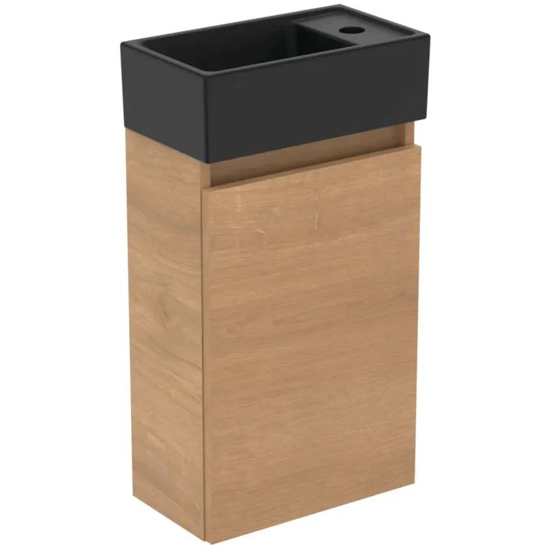 Ideal Standard Eurovit+ - rokas izlietne ar apakšskapi, 55x35x20 cm, 1 durvis, dabīgs ozols/zīdaini melns R0578Y8