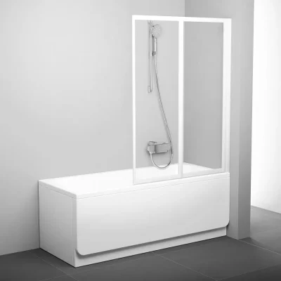 Ravak Supernova - salokāma divdaļīga vannas aizsargsiena VS2 105, 105x140 cm, balta/caurspīdīgs stikls 796M0100Z1