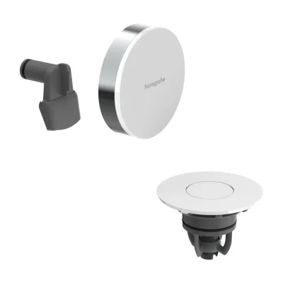 Hansgrohe Exafill - gatavais komplekts vannas ieplūdei, noteces un pārplūdes komplekts, Push-Open, balts spīdīgs/hroms 58119000