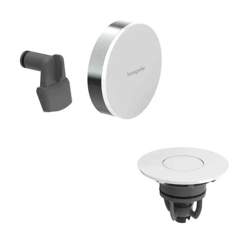 Hansgrohe Exafill - gatavais komplekts vannas ieplūdei, noteces un pārplūdes komplekts, Push-Open, balts spīdīgs/hroms 58119000