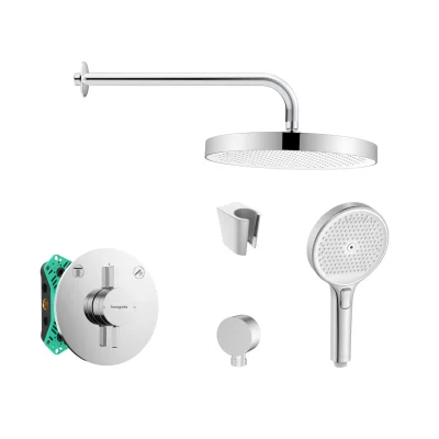 Hansgrohe/Kielle - dušas komplekts ar maisītāju un zemapmetuma iebūves korpusu, hroms SANI21HKK004