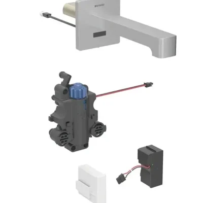 Geberit Brenta - elektroniska termostata izlietnes maisītājs zemapmetuma montāžai, darbība no tīkla, easy to clean, matēts nerūsējošais tērauds 116.277.SN.1
