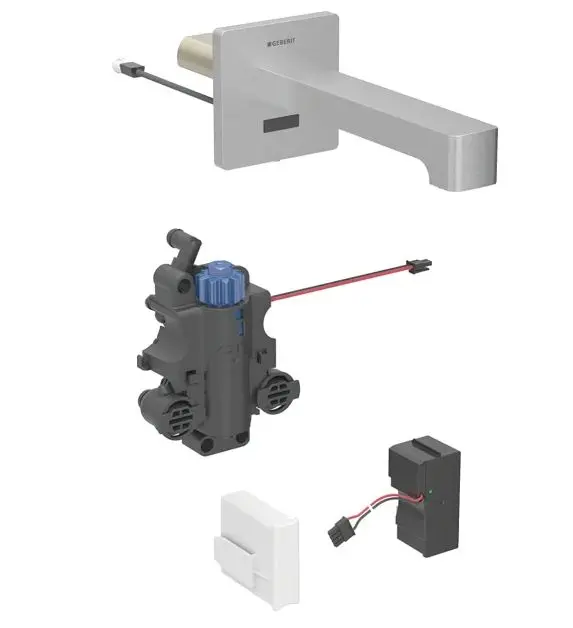 Geberit Brenta - elektroniska termostata izlietnes maisītājs zemapmetuma montāžai, darbība no tīkla, easy to clean, matēts nerūsējošais tērauds 116.277.SN.1