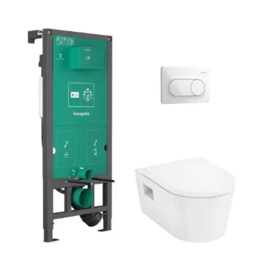 Hansgrohe EluPura Original S - komplekts ar rāmja elementu, EluPura Original S WC un SoftClose sēdekli, iFrame Original S vadības plāksni, balta 60302450