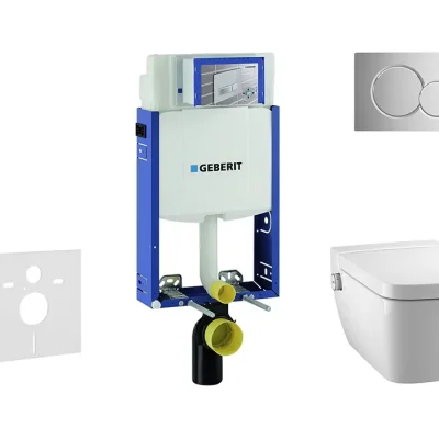 Geberit Kombifix - uzstādīšanas elements sienas WC ar vadības plati SIGMA01, hroms spīdīgs + Tece One - WC un WC sēdeklis, bez apmales, SoftClose 110.302.00.5 NT2