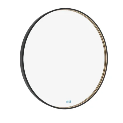 Nimco spogulis - spogulis ar LED apgaismojumu, diametrs 90 cm, skāriena sensors, melns ZPC 31003RVX-90