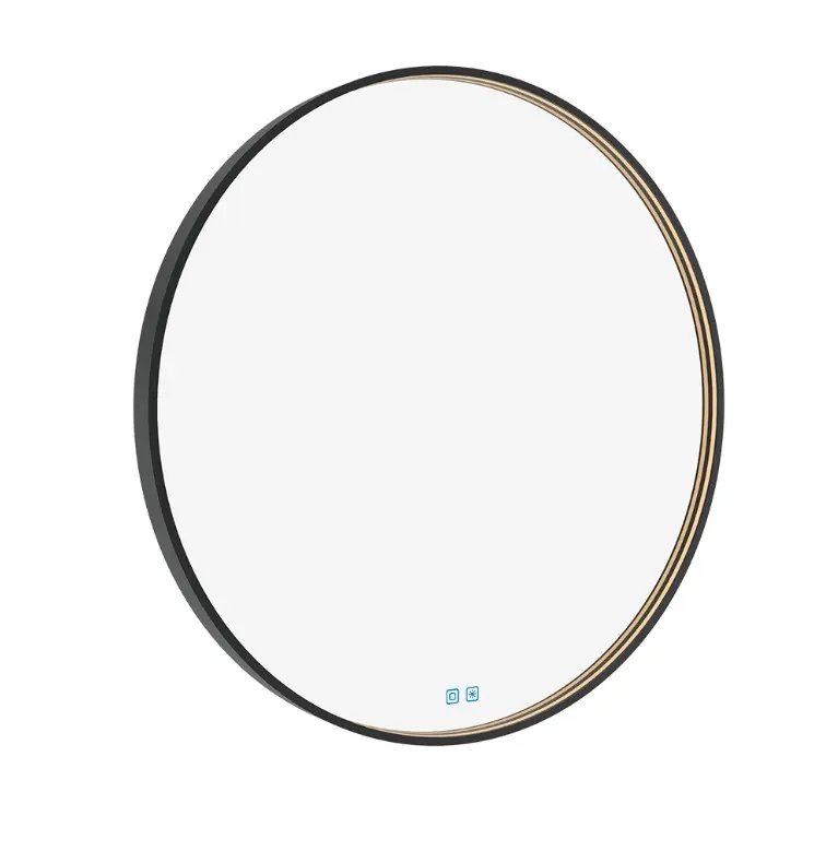 Nimco spogulis - spogulis ar LED apgaismojumu, diametrs 90 cm, skāriena sensors, melns ZPC 31003RVX-90