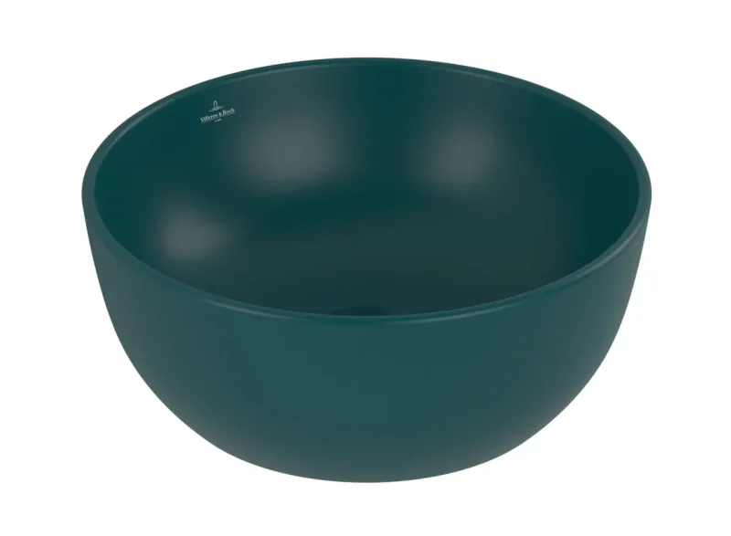 Villeroy & Boch Artis - uz virsmas uzstādāma izlietne, diametrs 33 cm, bez pārplūdes, bez jaucējkrāna atveres, CeramicPlus, Teal 438932TE