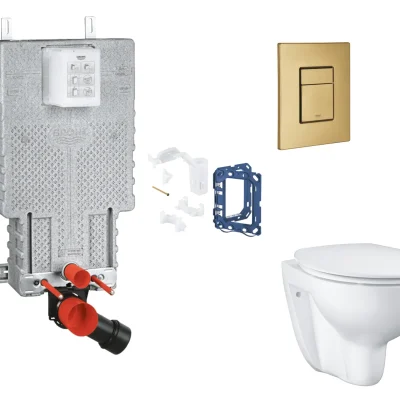 Grohe Uniset - komplekts zemapmetuma elementam, WC ar SoftClose sēdekli, Skate Cosmopolitan vadības plati un Fresh pārbūves komplektu, Cool Sunrise birstēts SANI15BB4121
