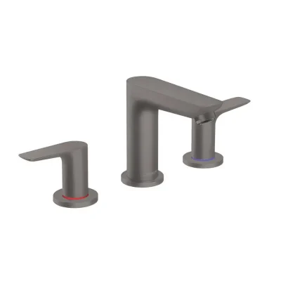 Hansgrohe Talis E - izlietnes maisītājs ar noteces komplektu, 3 caurumu montāža, hroms melns birstēts 71733340