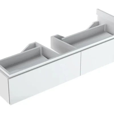 Geberit Xeno 2 - izlietnes skapītis 120 cm, ar LED apgaismojumu, 2 izvelkamām atvilktnēm, balts spīdīgs 500.517.01.1