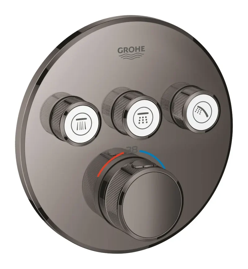 Grohe Grohtherm SmartControl - termostata dušas maisītājs, zemapmetuma montāža, ar 3 noslēgvārstiem, Hard Graphite 29121A00