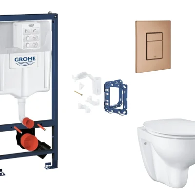 Grohe Rapid SL - komplekts priekšsienas elements, WC ar Softclose sēdekli, Skate Cosmopolitan vadības plāksni un Fresh pārbūves komplektu, Warm Sunset birstēts SANI11BB4155