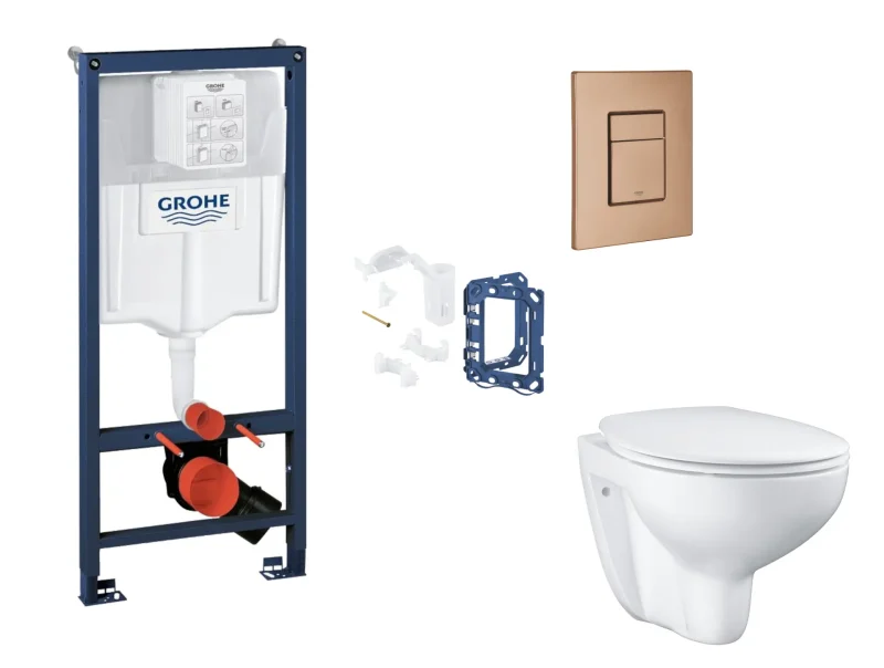 Grohe Rapid SL - komplekts priekšsienas elements, WC ar Softclose sēdekli, Skate Cosmopolitan vadības plāksni un Fresh pārbūves komplektu, Warm Sunset birstēts SANI11BB4155