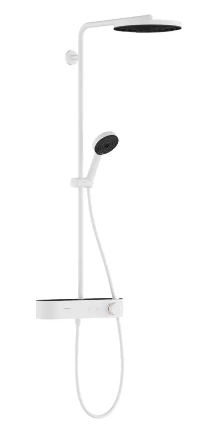Hansgrohe Pulsify S - dušas komplekts ar termostatu, diametrs 26 cm, 3 strūklas veidi, balts matēts 24220700