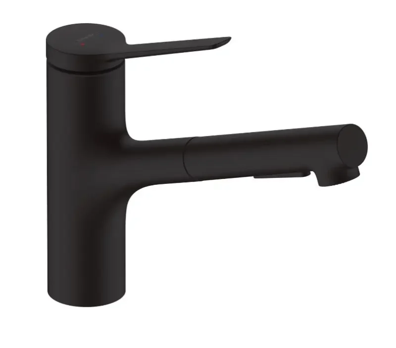 Hansgrohe Zesis M33 - virtuves izlietnes maisītājs 150, ar izvelkamu dušu, sBox lite, matēti melns 74803670