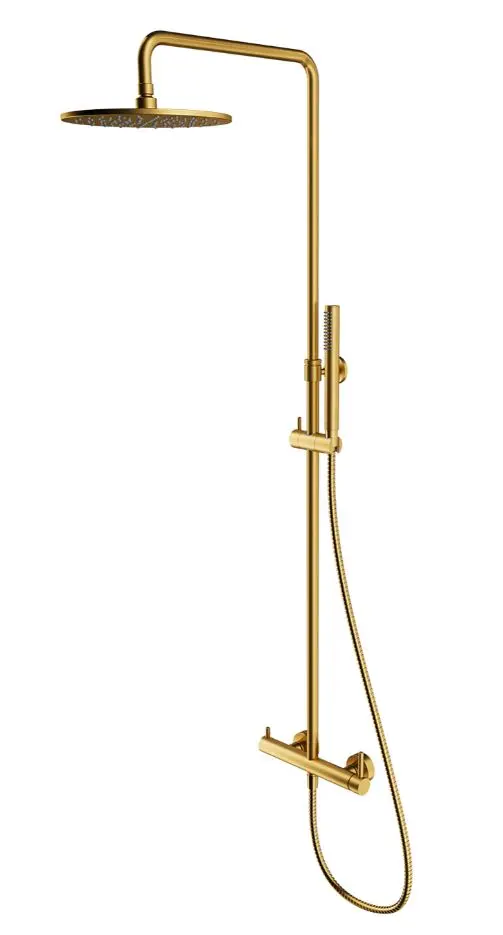OMNIRES Y - dušas komplekts ar maisītāju, diametrs 25 cm, birstēts zelts Y1244MGLB