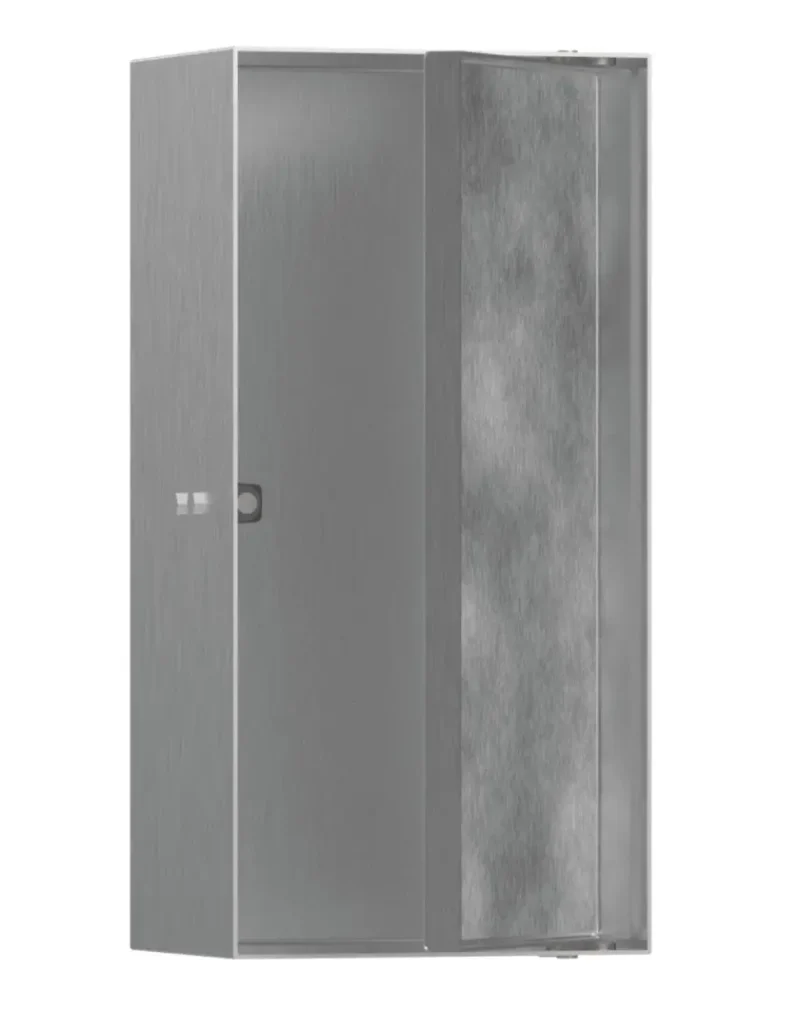 Hansgrohe XtraStoris Rock - sienas niša ar durtiņām, 30x15x10 cm, birstēts nerūsējošais tērauds 56082800