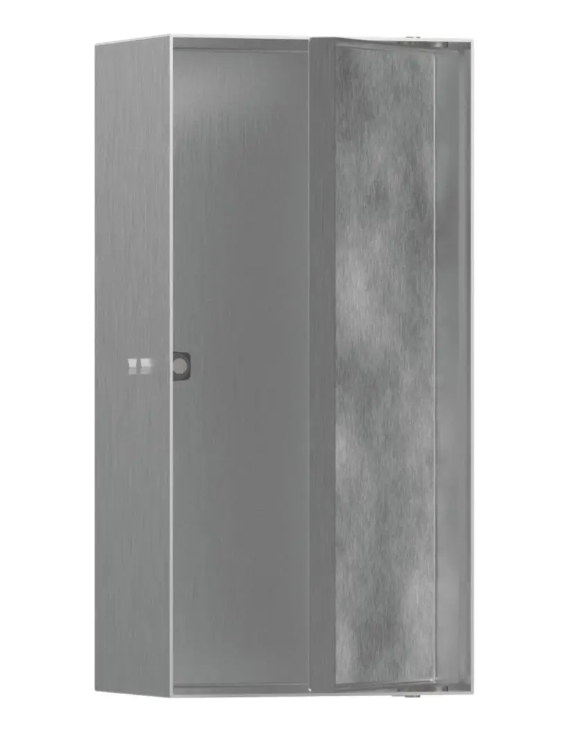 Hansgrohe XtraStoris Rock - sienas niša ar durtiņām, 30x15x10 cm, birstēts nerūsējošais tērauds 56082800