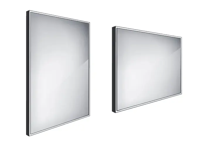Nimco spogulis - spogulis ar LED gaismu, 60x80 cm, alumīnijs/melns ZPC 13002-90