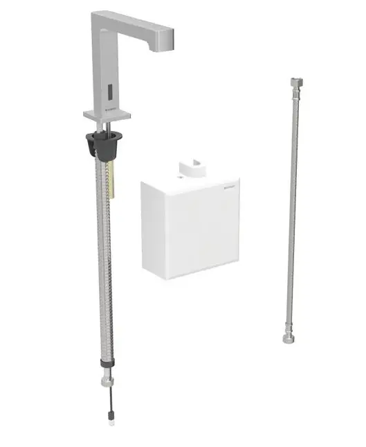 Geberit Brenta - elektronisks izlietnes vārsts, darbība ar bateriju, easy to clean, matēts nerūsējošais tērauds 116.173.SN.1