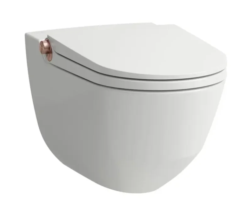 Laufen Cleanet Riva - elektronisks bidē ar keramiku, pie sienas stiprināms, Rimless, SoftClose, balts/pulēts rožzelts H8206914030001