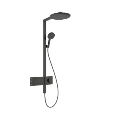 Hansgrohe Raindance Alive S - dušas komplekts ar termostatu, diametrs 30 cm, 3 strūklas veidi, hroms melns birstēts 24595340