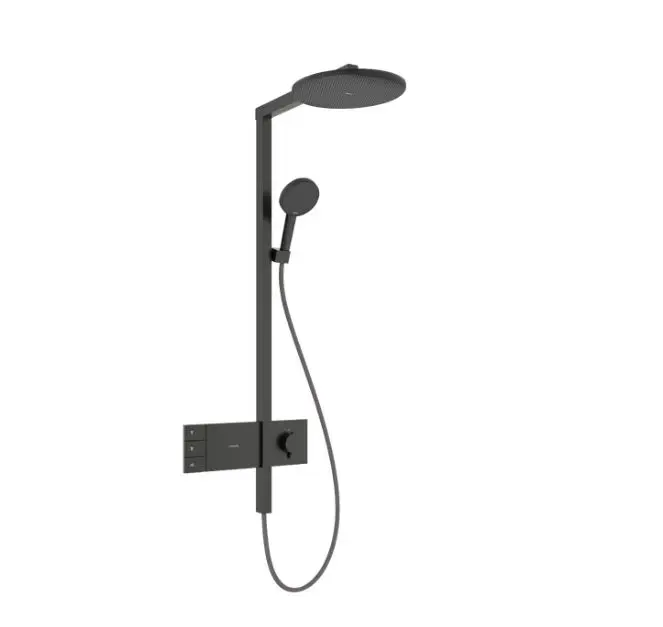 Hansgrohe Raindance Alive S - dušas komplekts ar termostatu, diametrs 30 cm, 3 strūklas veidi, hroms melns birstēts 24595340
