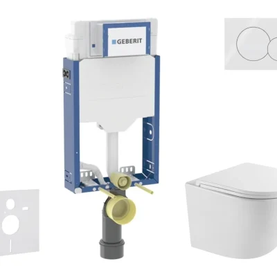 Geberit Kombifix - komplekts priekšsienas elements, Oudee-WC ar Softclose sēdekli un Sigma01 vadības plati, alpu balts SANI15CA3140