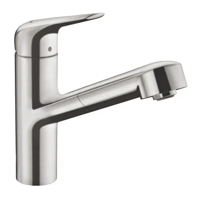 Hansgrohe Focus M42 - virtuves izlietnes maisītājs M427-H150 ar izvelkamu dušu, nerūsējošā tērauda izskats 71814800