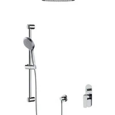 Cersanit City - dušas komplekts ar zemapmetuma maisītāju, ar montāžas korpusu, diametrs 25 cm, 3 strūklas veidi, hroms S952-014