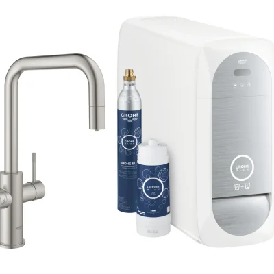 Grohe Blue Home - viedais virtuves izlietnes maisītājs, ar dzesēšanas iekārtu un ūdens filtru, SuperSteel 31543DC0