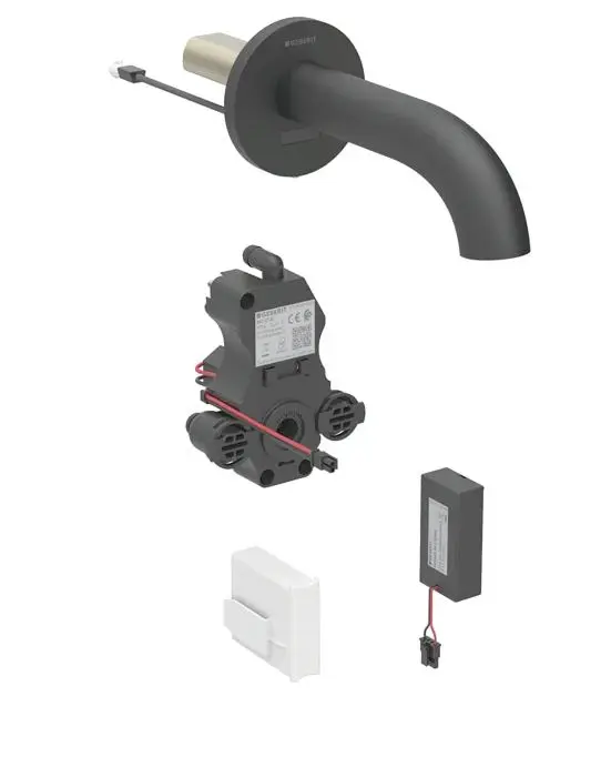 Geberit Piave - elektronisks zemapmetuma izlietnes vārsts, darbība ar baterijām, easy to clean, matēti melns 116.283.14.1