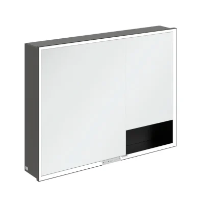 Villeroy & Boch My View+ - spoguļskapis ar LED apgaismojumu 100x75x17 cm, 2 durvis, matēti melns B4811000