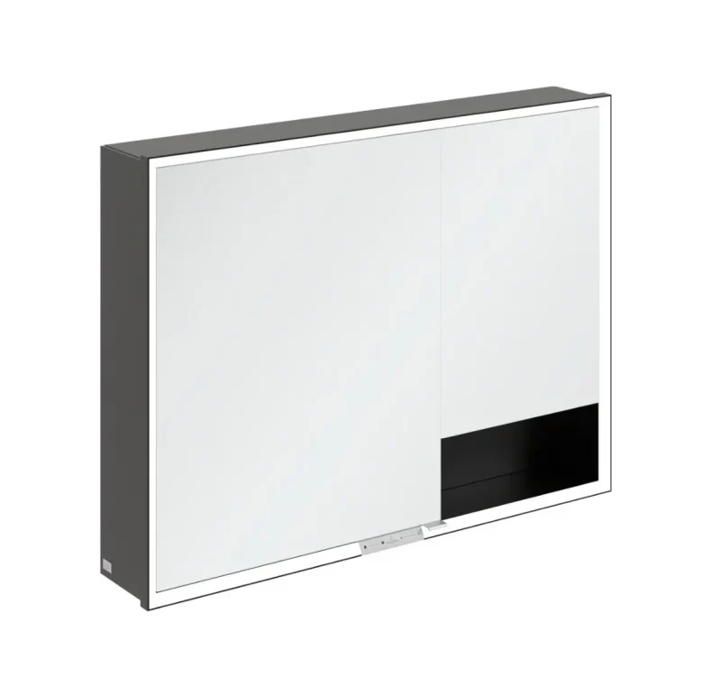 Villeroy & Boch My View+ - spoguļskapis ar LED apgaismojumu 100x75x17 cm, 2 durvis, matēti melns B4811000
