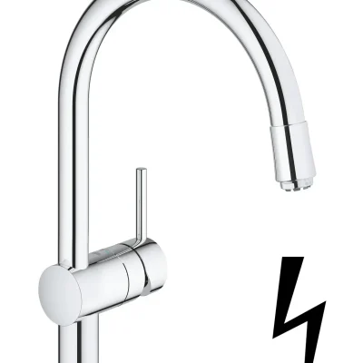 Grohe Minta - virtuves izlietnes vienas sviras maisītājs ar izvelkamu dušu, hroms 32511000