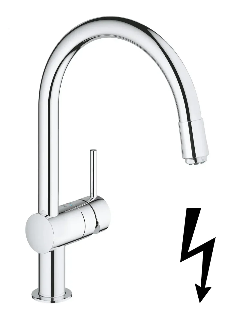 Grohe Minta - virtuves izlietnes vienas sviras maisītājs ar izvelkamu dušu, hroms 32511000