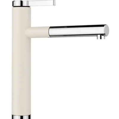 Blanco Linee S - virtuves izlietnes maisītājs ar izvelkamu izteku un filtra funkciju, soft balts/hroms 526957